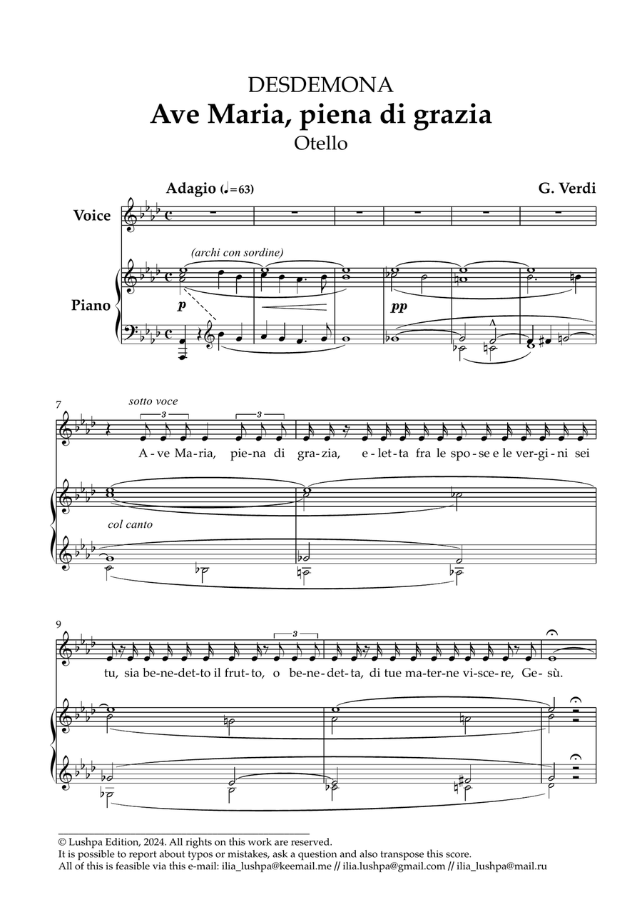 Ave Maria, piena di grazia Piano, Vocal scores gallery preview page 3