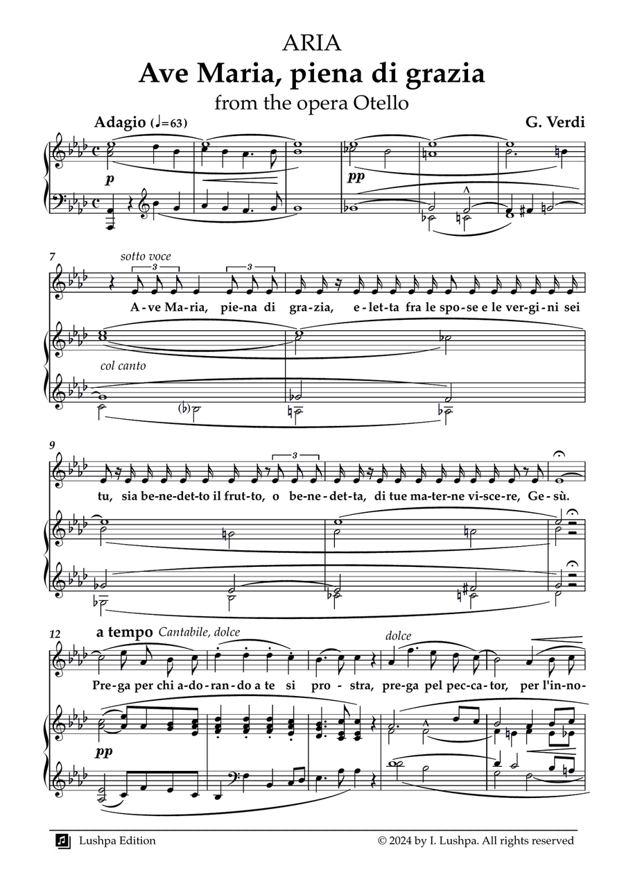Ave Maria, piena di grazia Piano, Vocal scores gallery preview page 3