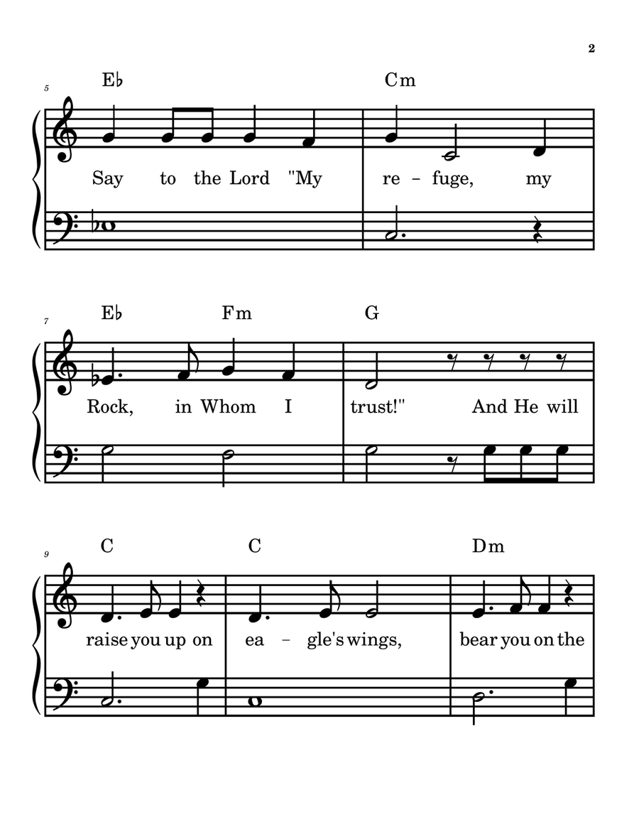 On Eagle's Wings LARGE PRINT EASY PIANO Easy Piano scores gallery preview page 2