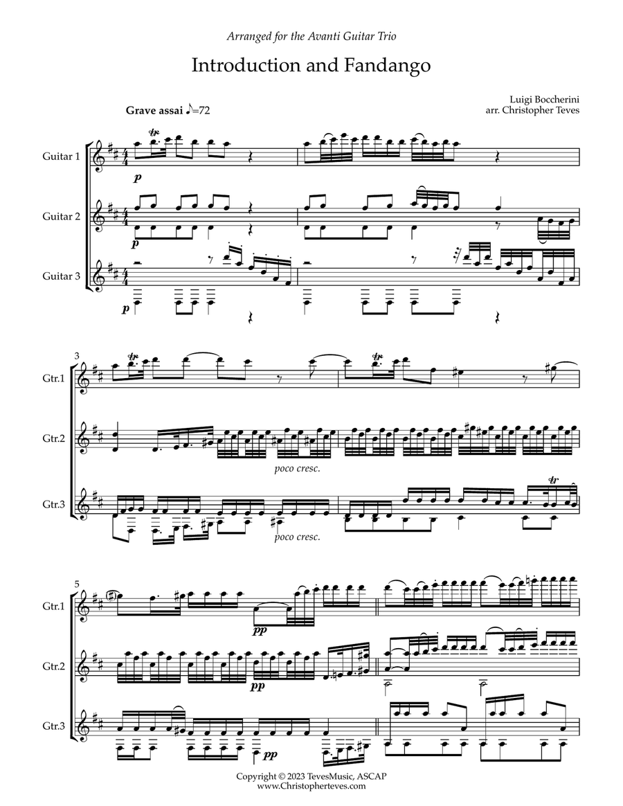 Introduction and Fandango Guitar Ensemble scores gallery preview page 2