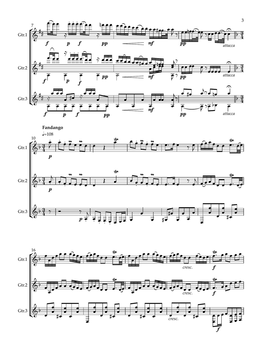 Introduction and Fandango Guitar Ensemble scores gallery preview page 3