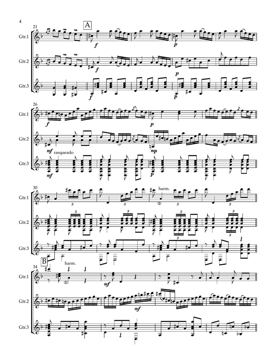 Introduction and Fandango Guitar Ensemble scores gallery preview page 4