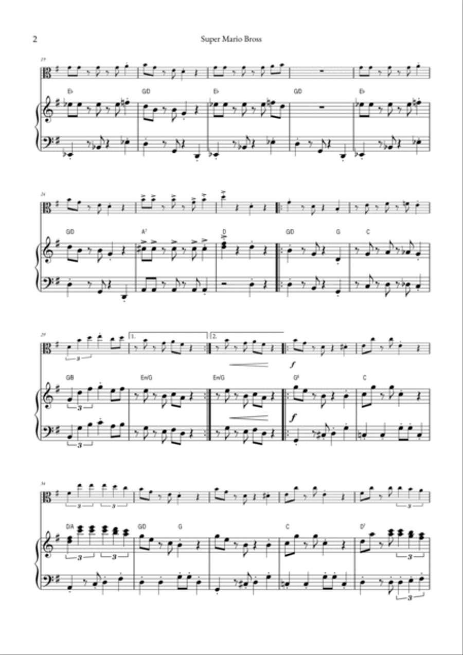 Super Mario Bros Theme Viola scores gallery preview page 2