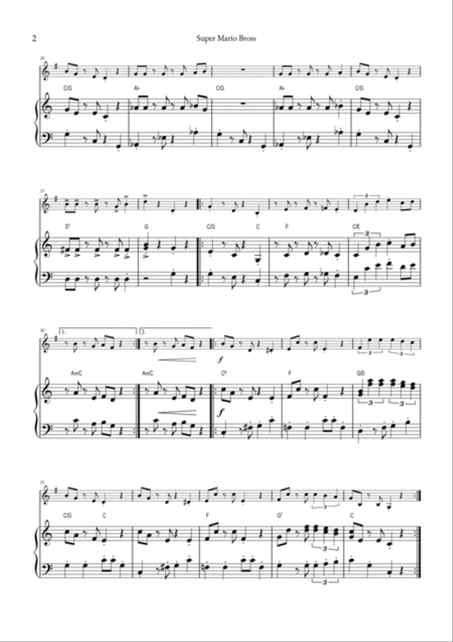 Super Mario Bros Theme Horn scores gallery preview page 2