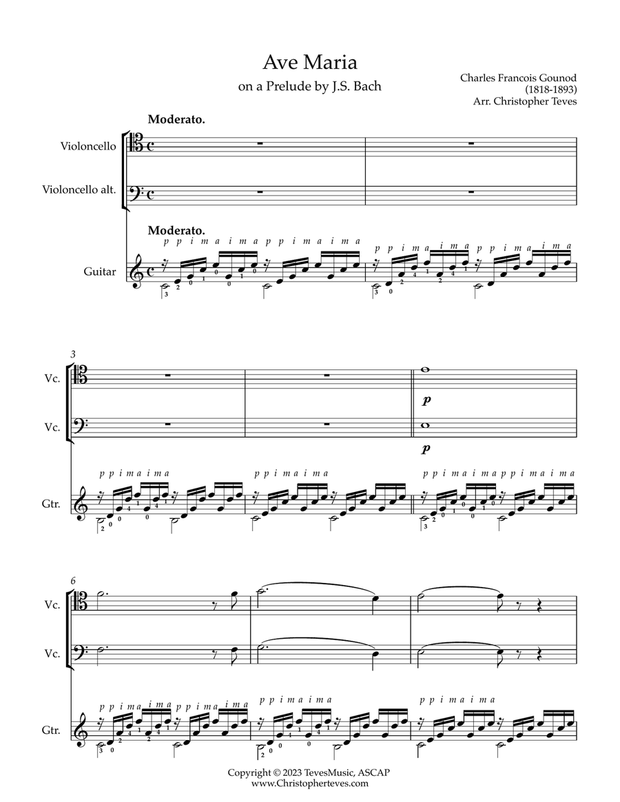 Ave Maria, on a Prelude by J.S. Bach String Duet scores gallery preview page 2