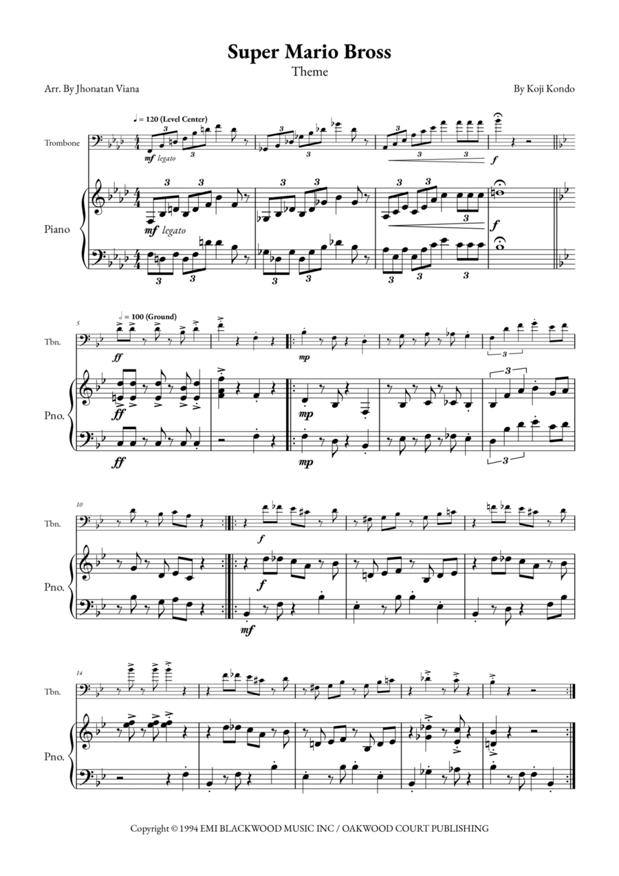 Super Mario Bros Theme Easy Piano scores gallery preview page 1