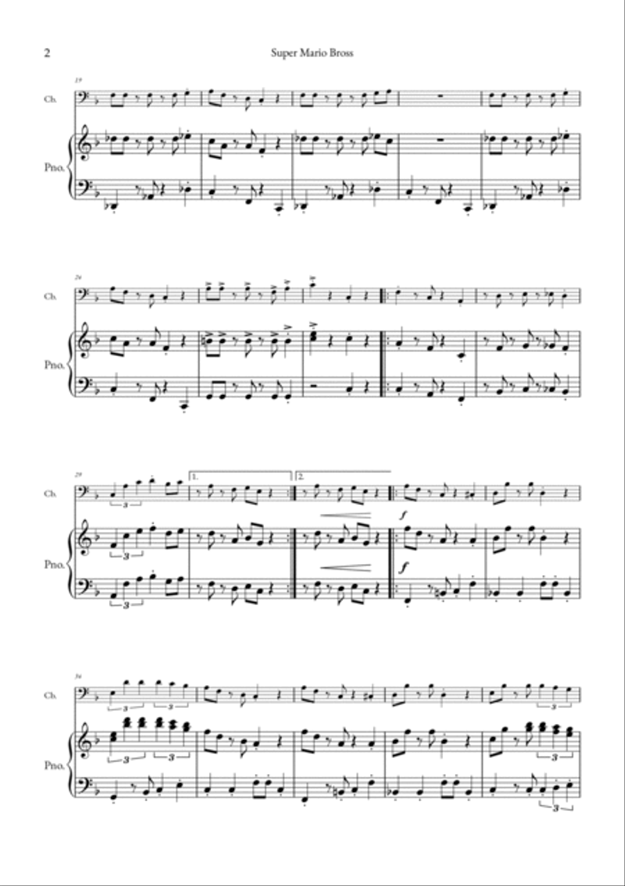 Super Mario Bros Theme Double Bass scores gallery preview page 2