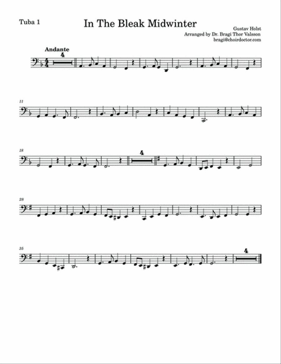 In The Bleak Midwinter - two Tubas with Piano accompaniment Brass Duet scores gallery preview page 6