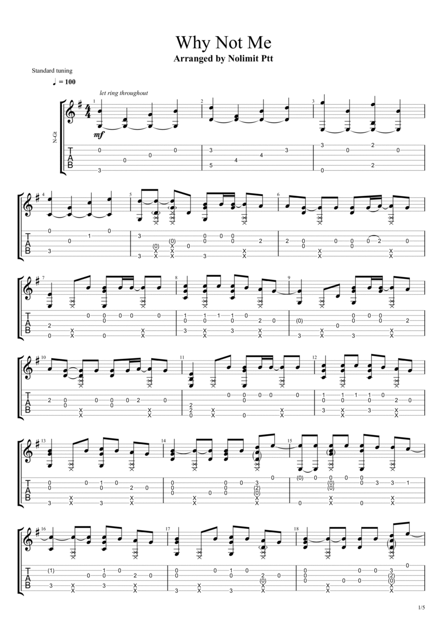 Why not me Electric Guitar scores gallery preview page 1