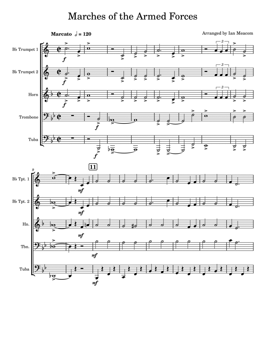 Marches of the Armed Forces Brass Quintet scores gallery preview page 1