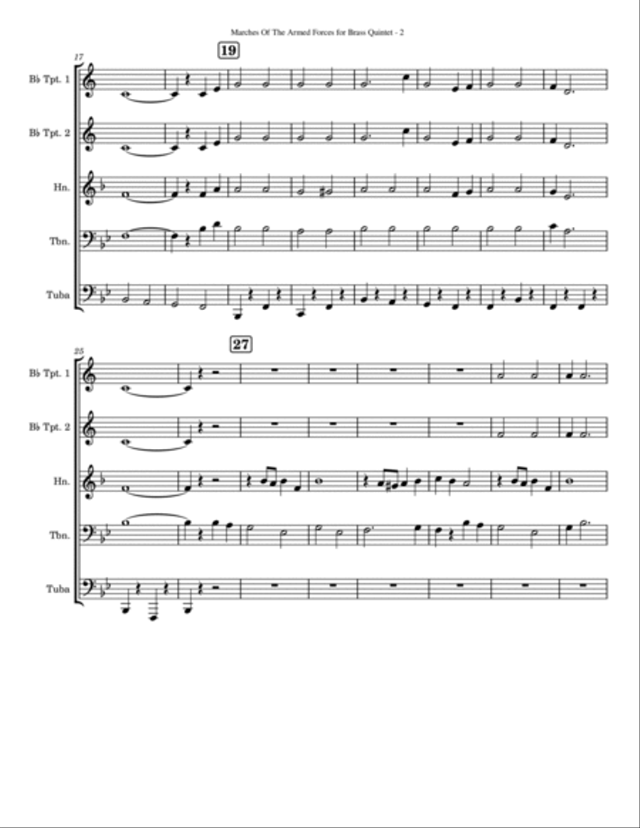 Marches of the Armed Forces Brass Quintet scores gallery preview page 2