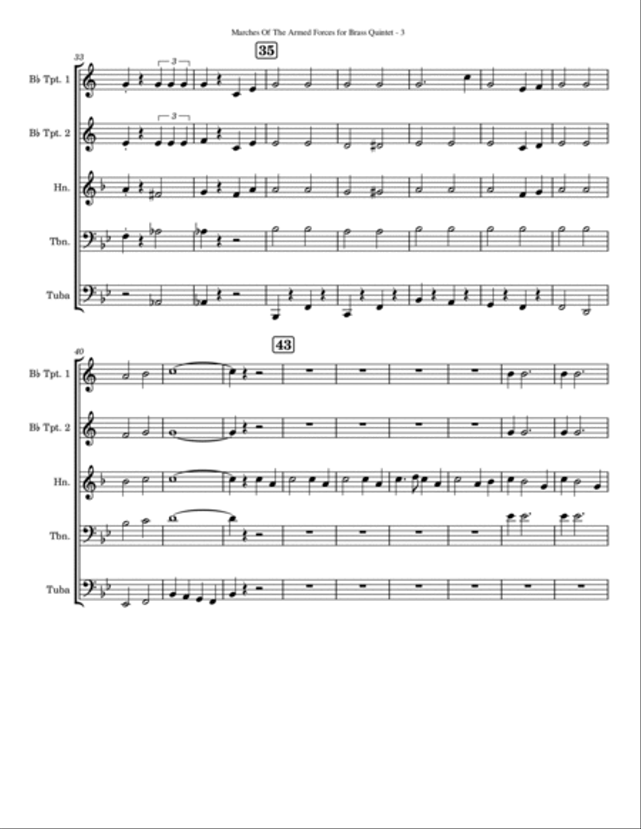 Marches of the Armed Forces Brass Quintet scores gallery preview page 3