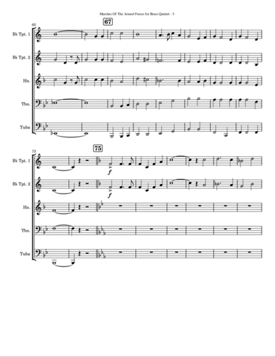 Marches of the Armed Forces Brass Quintet scores gallery preview page 5