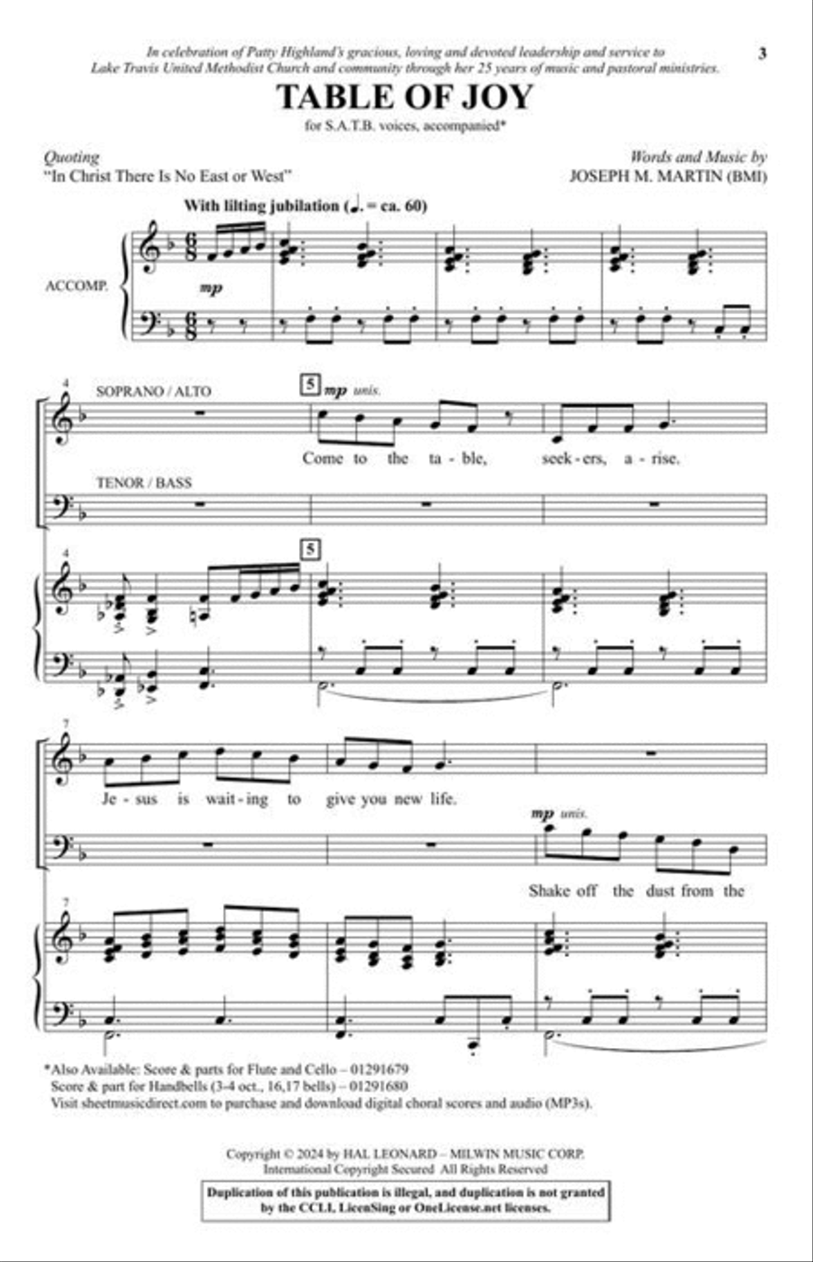 Table of Joy 4-Part scores gallery preview page 3
