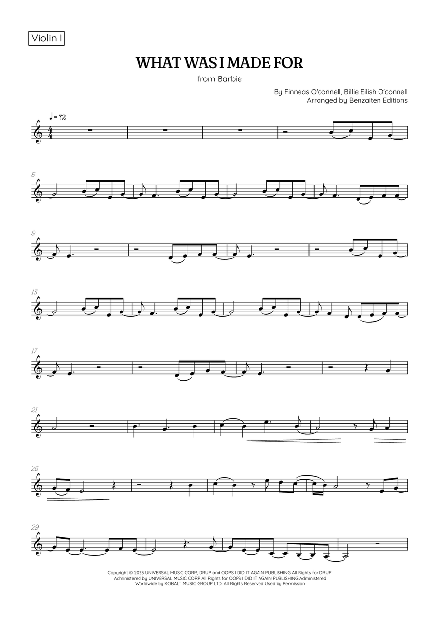What Was I Made For? String Duet scores gallery preview page 4