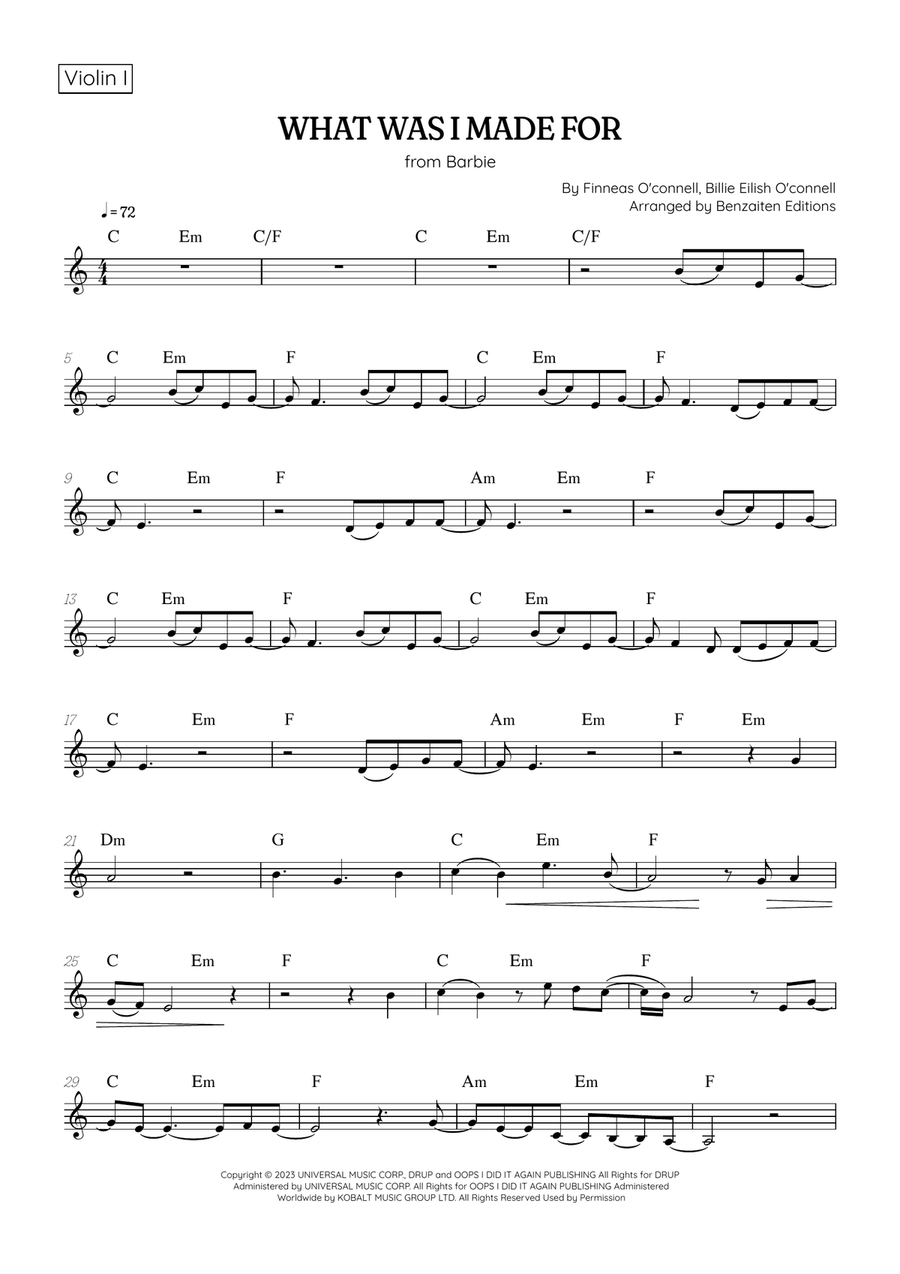 What Was I Made For? String Duet scores gallery preview page 4