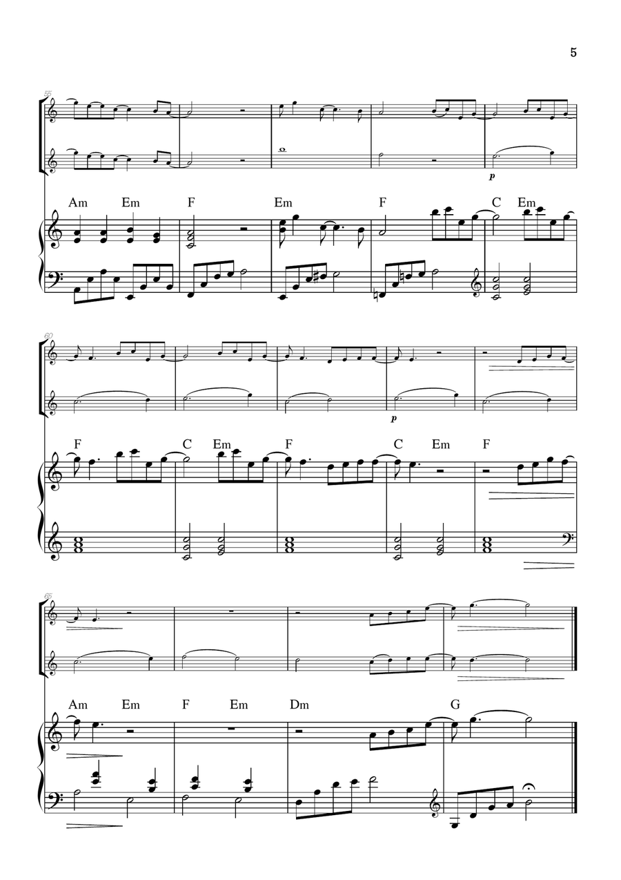What Was I Made For? Woodwind Duet scores gallery preview page 5