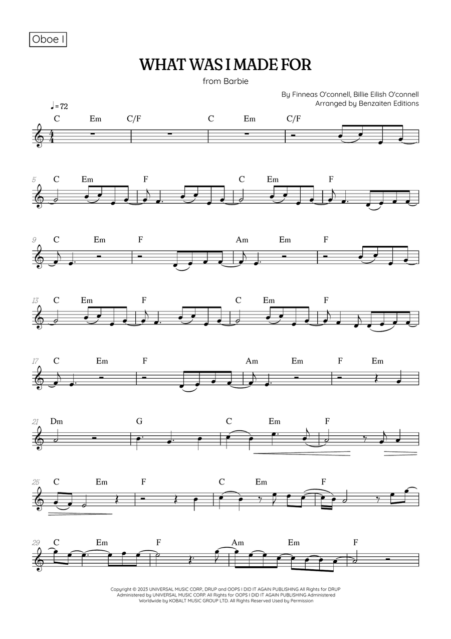 What Was I Made For? Woodwind Duet scores gallery preview page 4