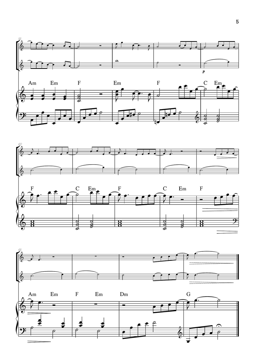 What Was I Made For? Woodwind Duet scores gallery preview page 5