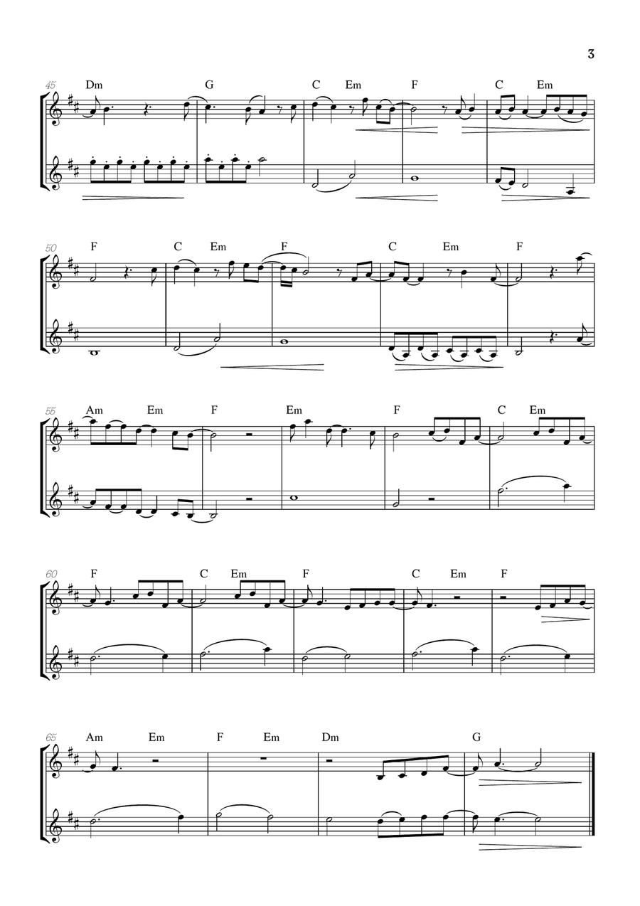 What Was I Made For? Trumpet Duet scores gallery preview page 3