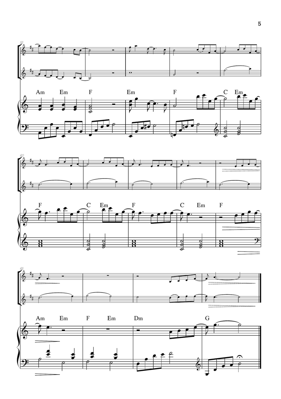What Was I Made For? Trumpet Duet scores gallery preview page 5