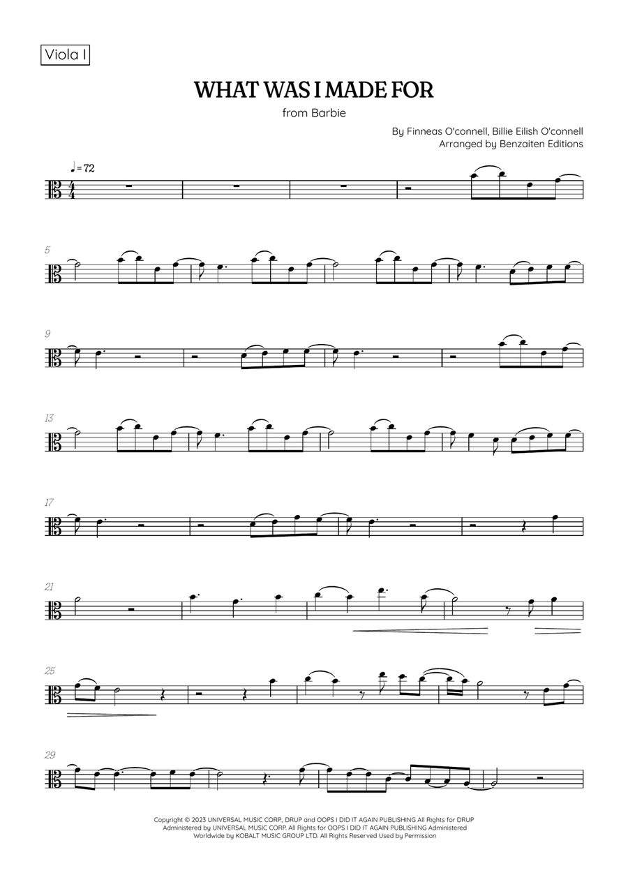 What Was I Made For? String Duet scores gallery preview page 4