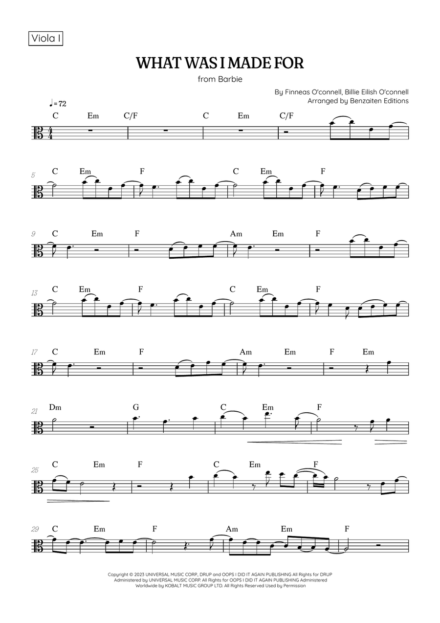 What Was I Made For? String Duet scores gallery preview page 4
