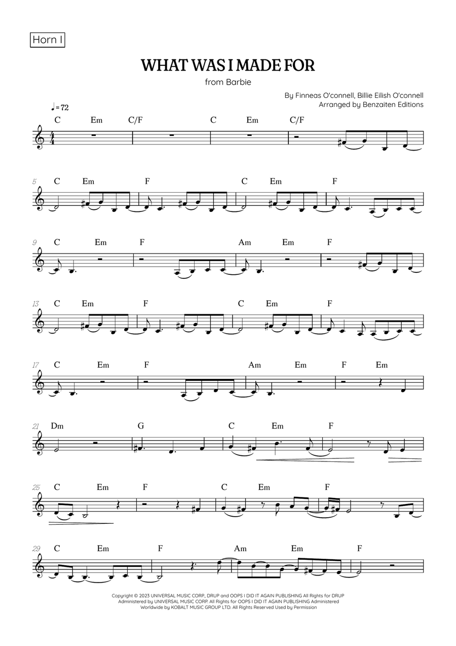 What Was I Made For? Brass Duet scores gallery preview page 4