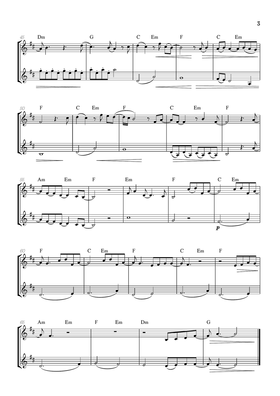 What Was I Made For? Clarinet Duet scores gallery preview page 3