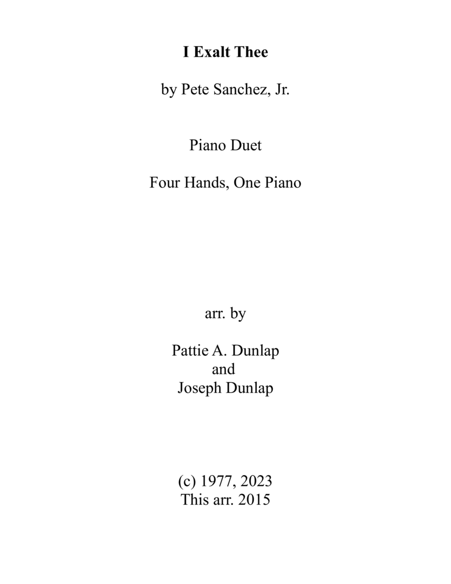 I Exalt Thee (Worthy Of All) 1 Piano, 4-Hands scores gallery preview page 1