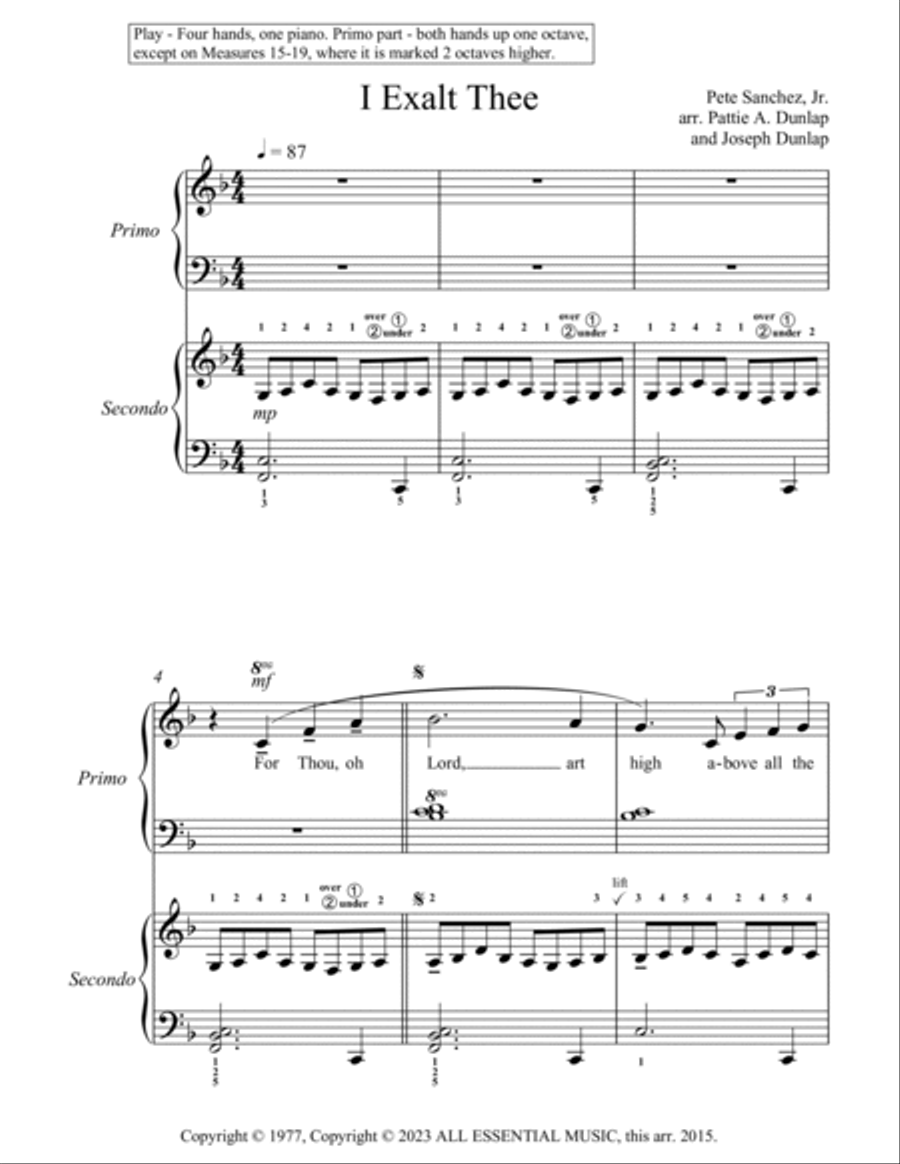 I Exalt Thee (Worthy Of All) 1 Piano, 4-Hands scores gallery preview page 2