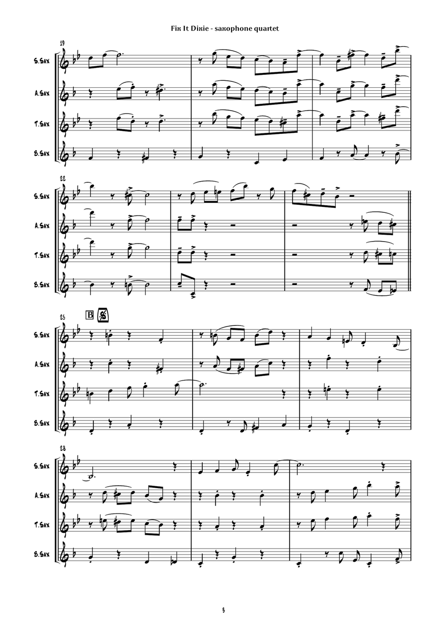 Fix It Dixie (Saxophone Quartet) Saxophone Quartet scores gallery preview page 6