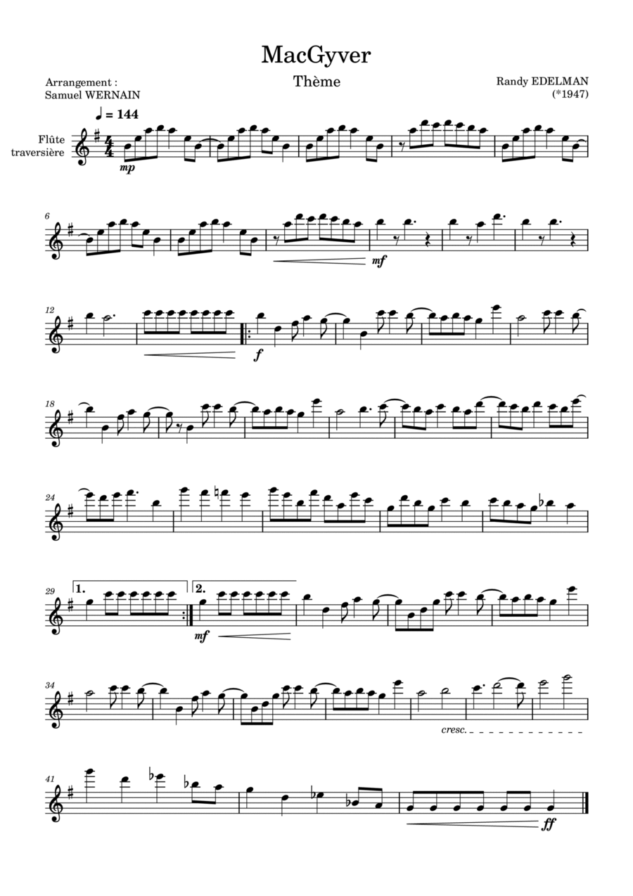 MacGyver - Theme Flute Solo scores gallery preview page 1