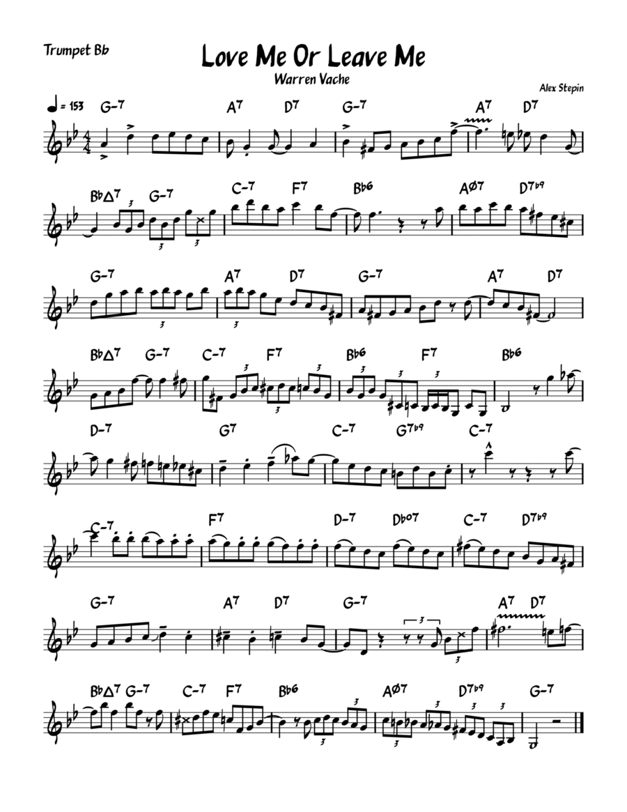 Love Me Or Leave Me B-Flat Trumpet scores gallery preview page 1