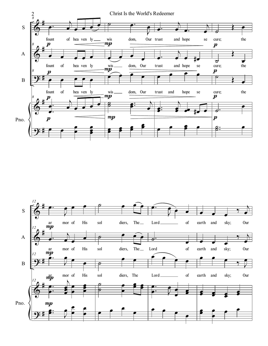 Christ Is the World's Redeemer 3-Part scores gallery preview page 2
