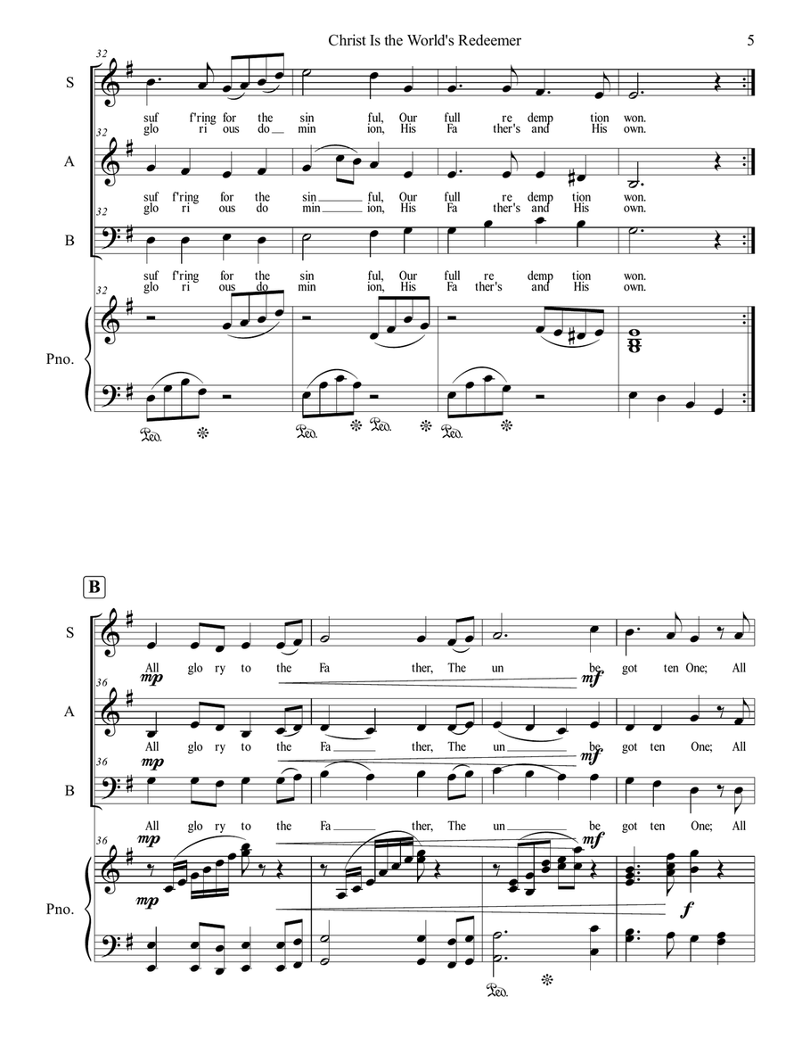 Christ Is the World's Redeemer 3-Part scores gallery preview page 5