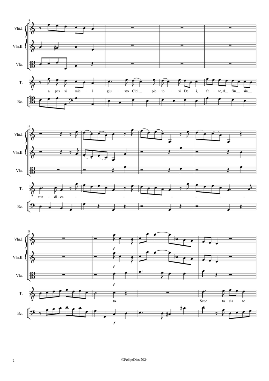 Scorta siate a passi miei (Giulio Cesare in Egitto, 1725 version) Small Ensemble scores gallery preview page 2