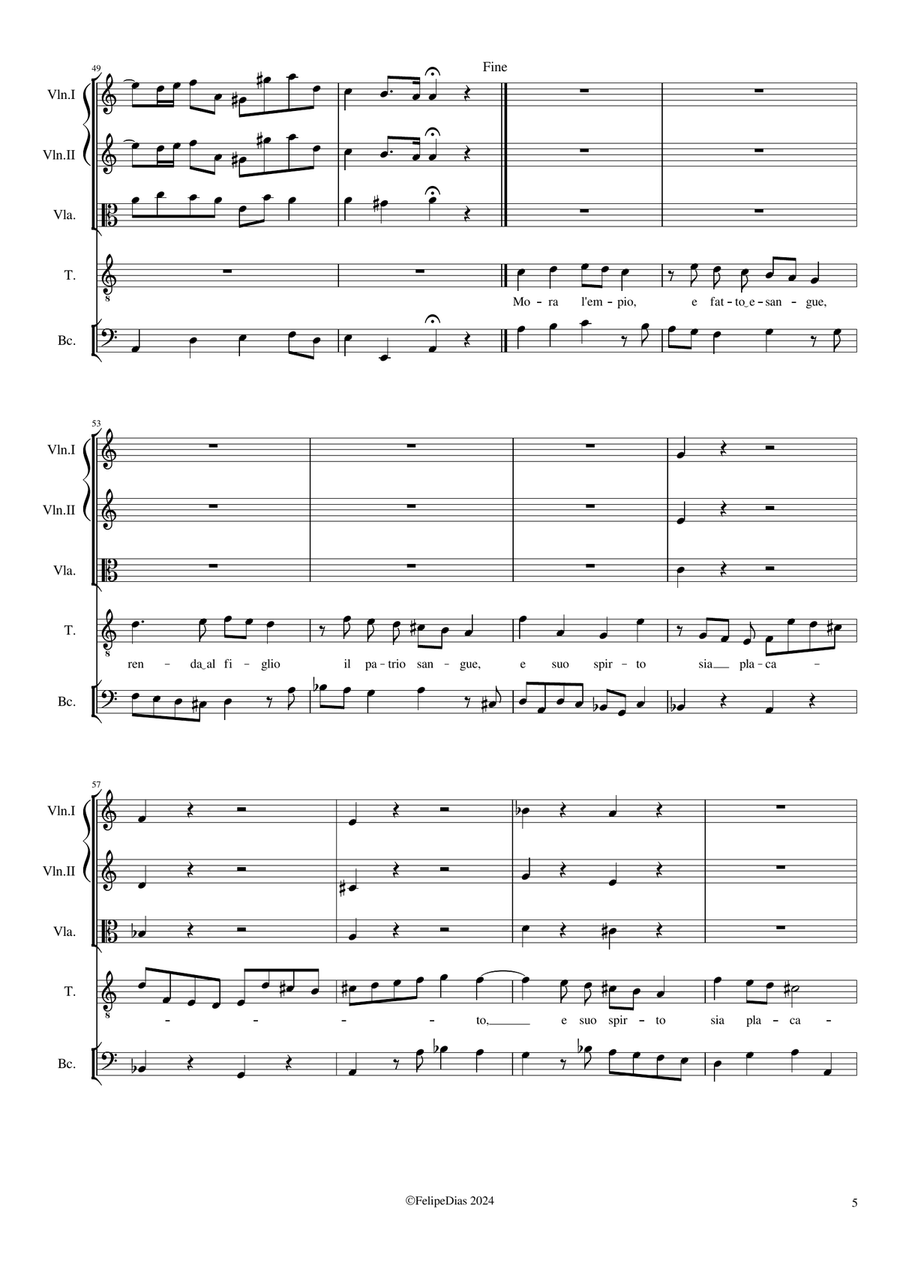 Scorta siate a passi miei (Giulio Cesare in Egitto, 1725 version) Small Ensemble scores gallery preview page 5
