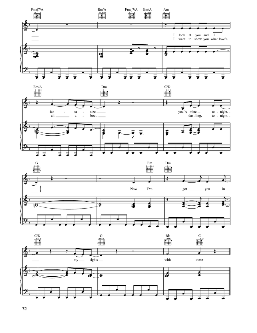 Hungry Eyes (from Dirty Dancing) Piano, Vocal, Guitar scores gallery preview page 2