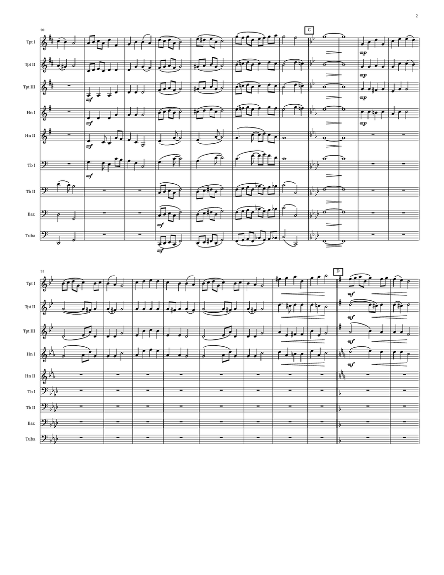 Christ the Lord is Risen Today: Prelude for Brass (Advanced Version) Brass Ensemble scores gallery preview page 2