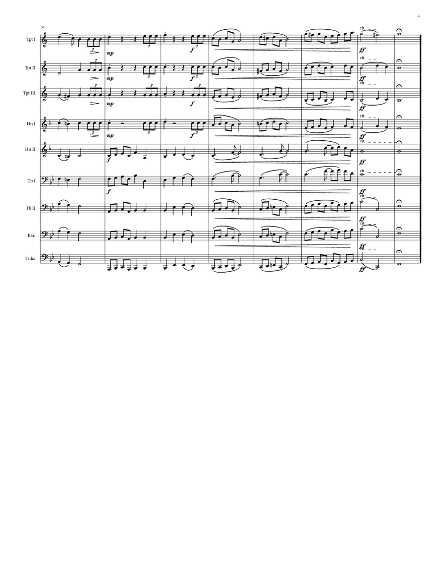 Christ the Lord is Risen Today: Prelude for Brass (Advanced Version) Brass Ensemble scores gallery preview page 4