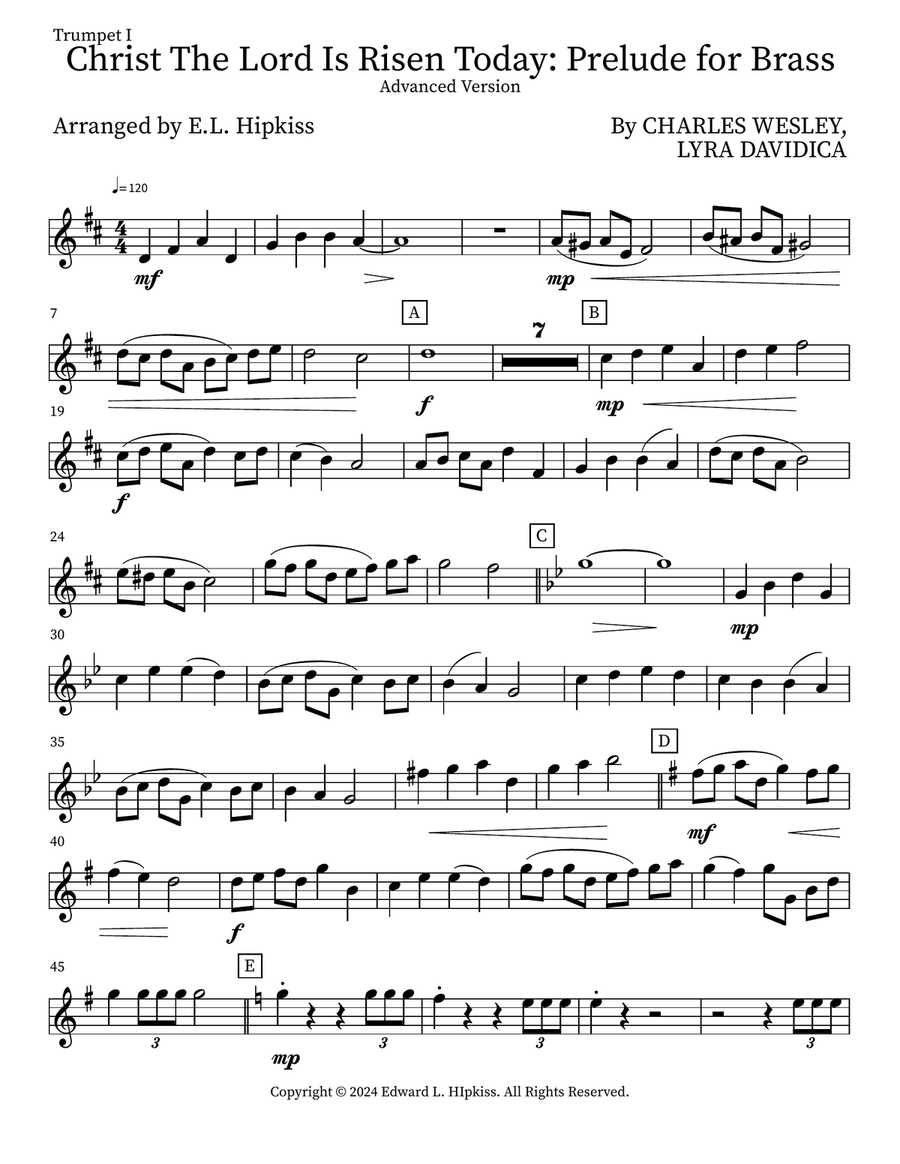 Christ the Lord is Risen Today: Prelude for Brass (Advanced Version) Brass Ensemble scores gallery preview page 5