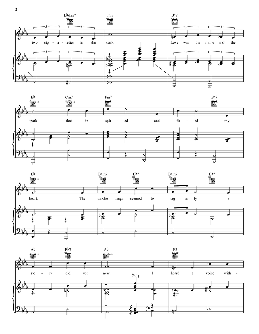 Two Cigarettes In The Dark Piano, Vocal, Guitar scores gallery preview page 2