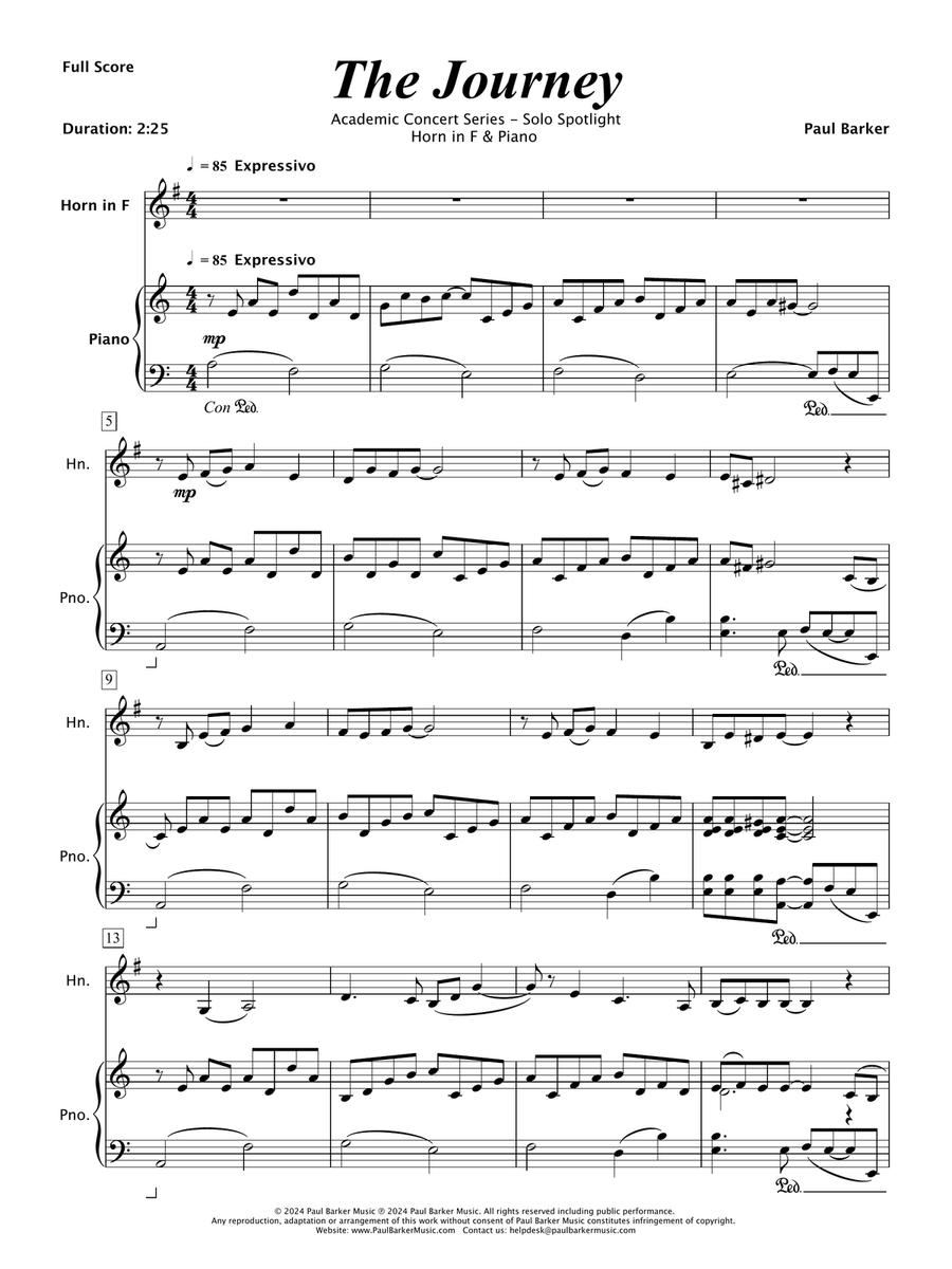 The Journey (Horn in F and Piano) Piano scores gallery preview page 2