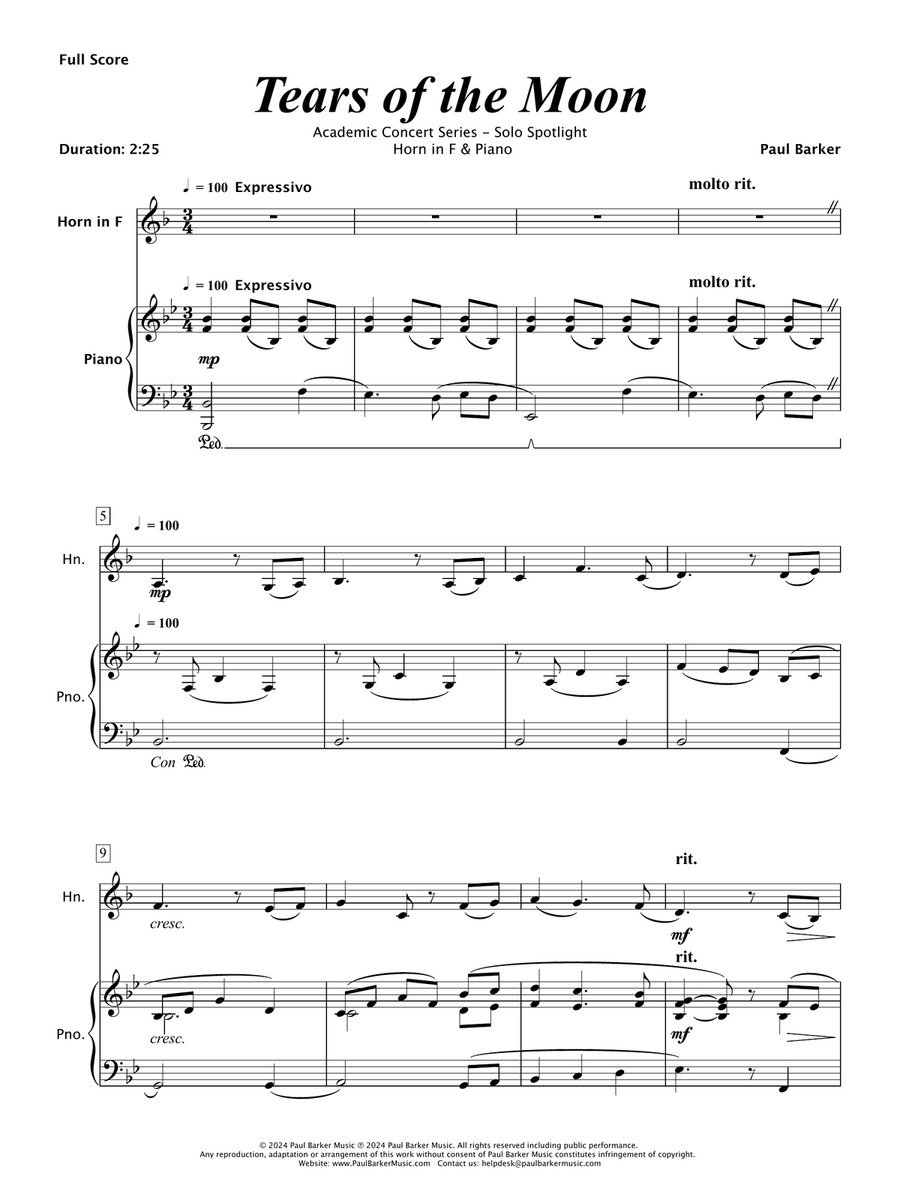 Tears of the Moon (Horn in F and Piano) Piano scores gallery preview page 2