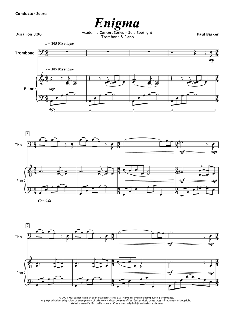 Enigma (Trombone and Piano) Piano scores gallery preview page 2