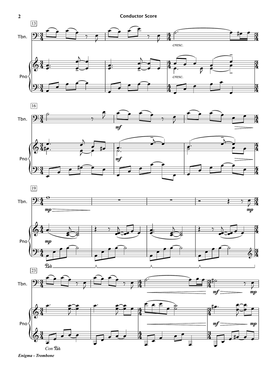 Enigma (Trombone and Piano) Piano scores gallery preview page 3