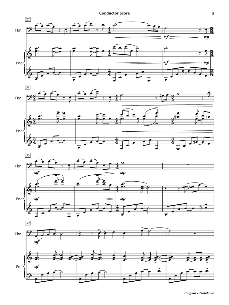 Enigma (Trombone and Piano) Piano scores gallery preview page 4