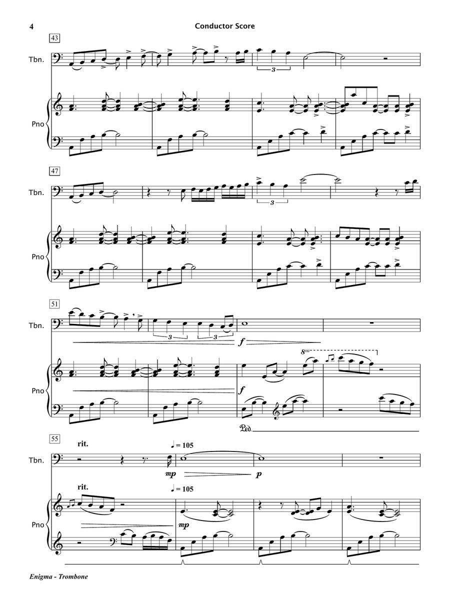 Enigma (Trombone and Piano) Piano scores gallery preview page 5