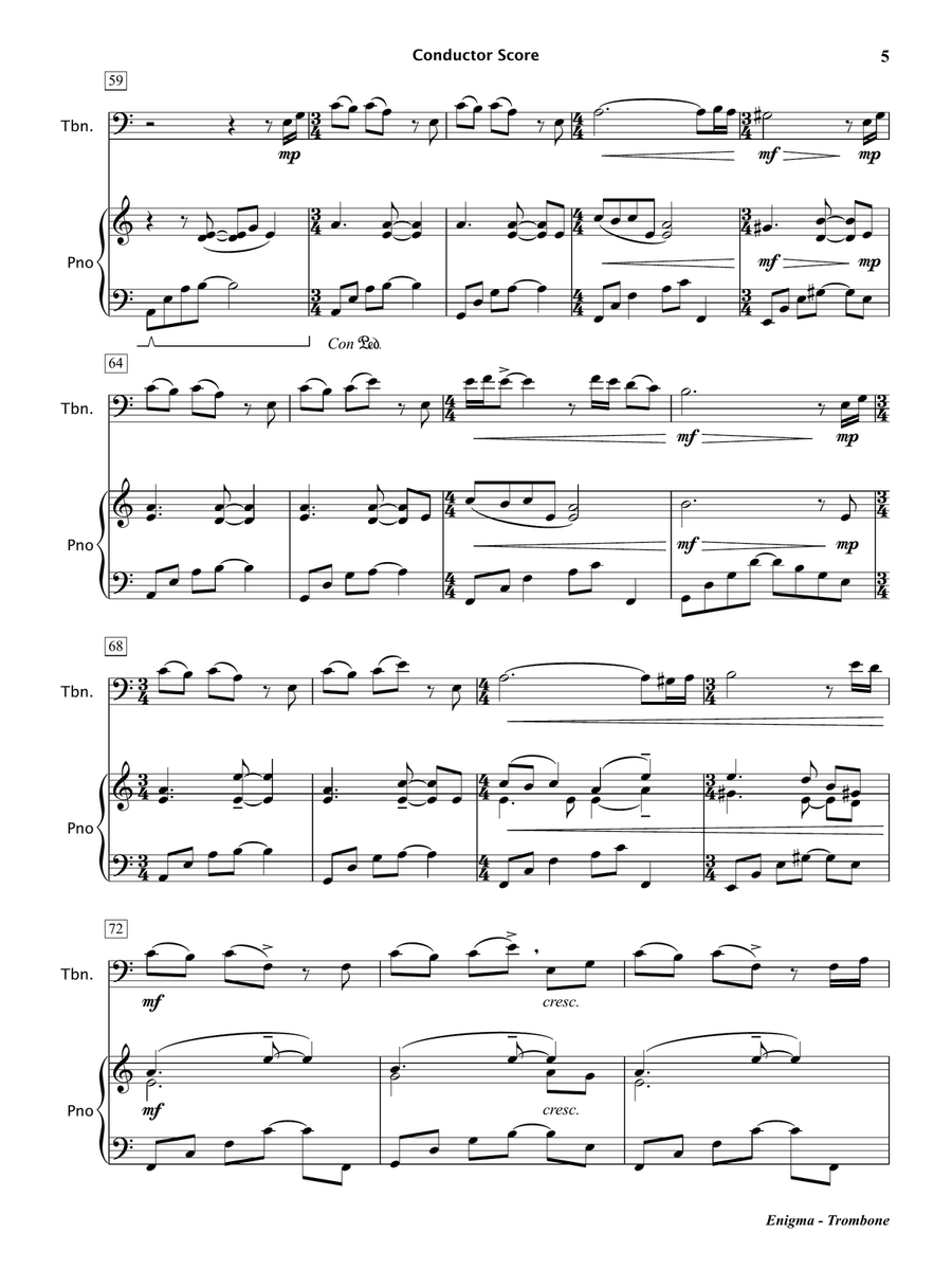 Enigma (Trombone and Piano) Piano scores gallery preview page 6